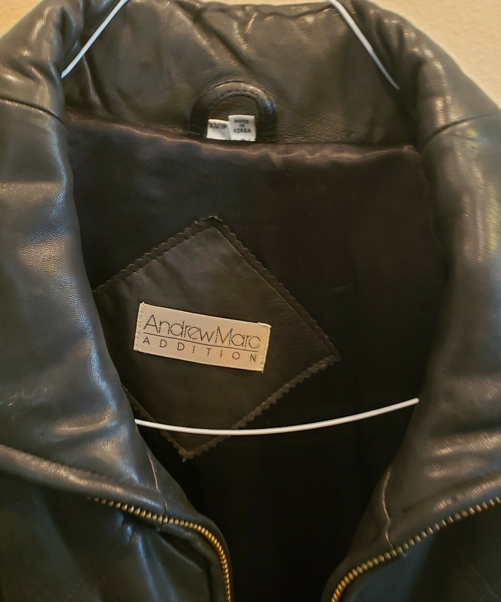 ポケット Andrew Marc Addition Mens Leather Jacket XS Black | eBay