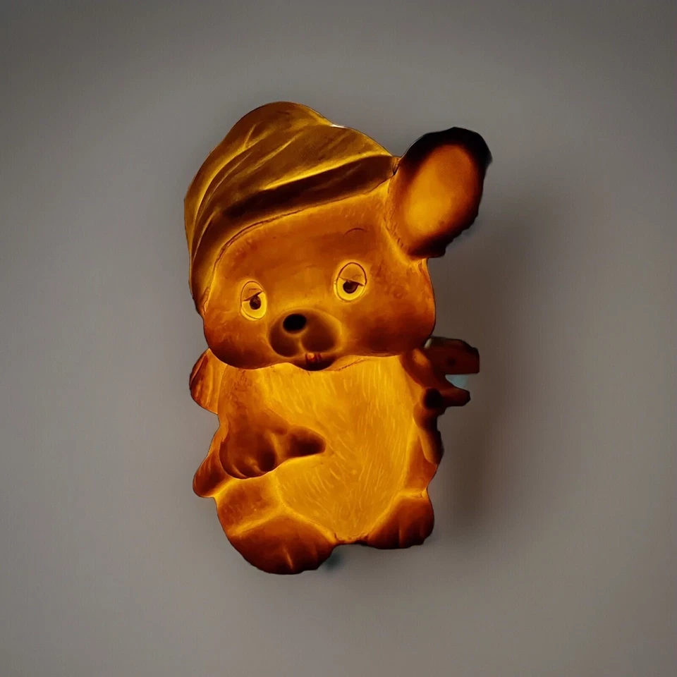 Lámpara de oso de peluche marrón interpurina demasiado linda de colección luz nocturna decoración de guardería para bebés Foto 3 de 3