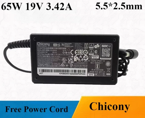 Chicony 65W 19V 3.42A Charger for MSI Modern 15 A10RAS-097 5.5*2.5mm Adapter - Picture 1 of 3
