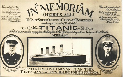 White Star Line Titanic In Memoriam von E.A.Bragg. Captain Smith & John Phillips.