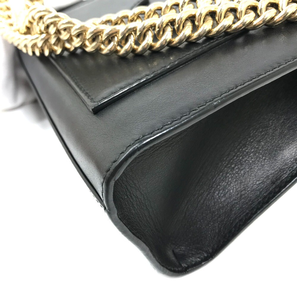 特別仕様箱/袋付極美品グッチヨルダーンクロコダイル黒9.5/28.5cm GUCCI 409487 Small Padlock Chain Bag Shoulder Bag Leather