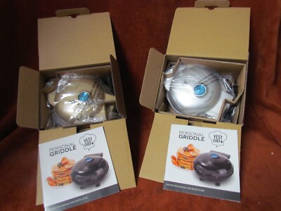 YES CHEF 5'' PERSONAL GRIDDLE WITH INSTRUCTIONS SILVER & GOLD TWO