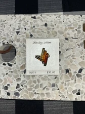 Red-Orange Orange and Yellow Baguettes Stoned Ring 925 Sterling Silver Size 8