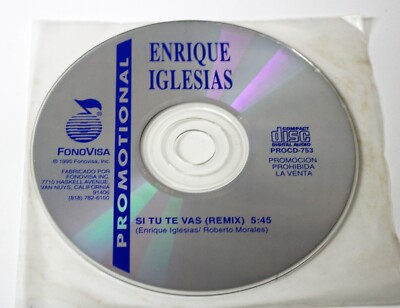 ENRIQUE IGLESIAS ''Si Tu Te Vas'' (REMIX) RARE PROMO ONLY CD Single USA 1995 Latin