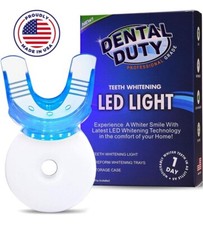 DENTAL DUTY Teeth Whitening LED LIGHT Kit Blue Light Preform Trays Storage Case