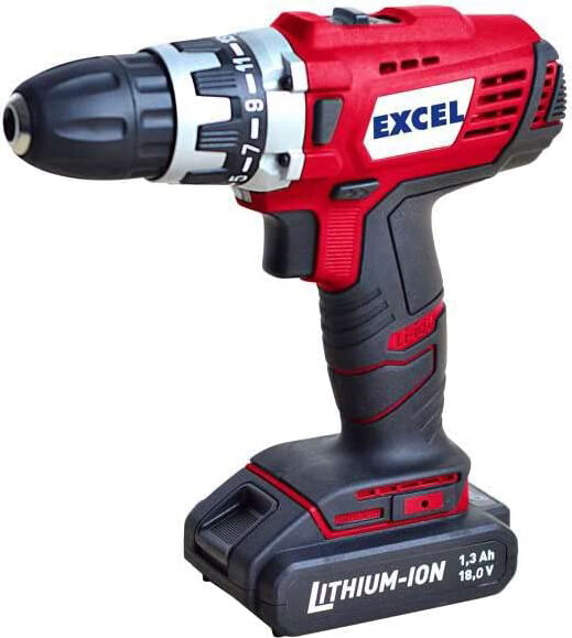 Trapano Avvitatore a Batteria Percussione 18 V 2 Velocità Excel CD09-2180T TB18P