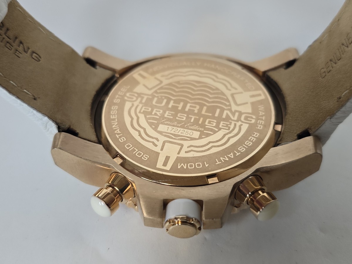 Stuhrling Prestige Quartz Men's Watch 50mm Orange White