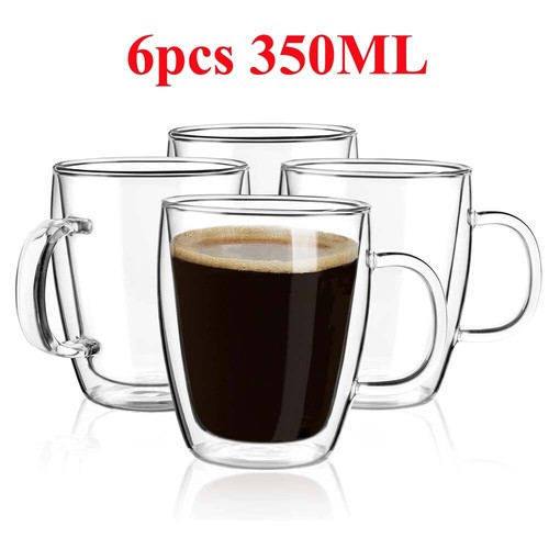 6xGlass Cups Double Walled Glass Coffee Cups Thermal Insulated Glass Tea Cup Mug - Picture 8 of 11