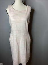 Loft Pocket Dress Cream Pink Striped Summer