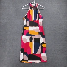 Trina Turk Dress Womens 8 Emotion Halter Neck Sheath Dress Knee Length Stretch