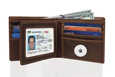 Mens Airtag Wallet Genuine Leather Credit Card Money Airtag Holder Air Tag Case