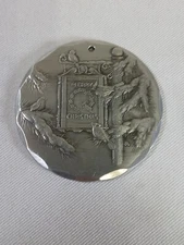 WENDELL AUGUST FORGE CHRISTMAS ORNAMENT, SIGN POST, 1984, ALUMINUM