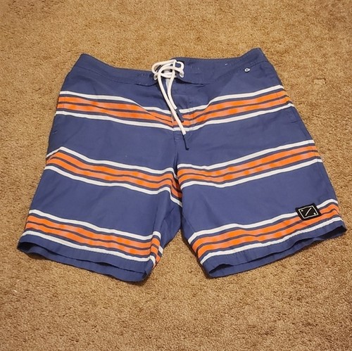 American Eagle Mens Medium Blue Orange Striped Boardshorts