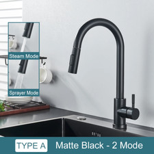 Black Kitchen Faucet Flexible Pull Out 2 Modes Nozzle Hot Cold Water Mixer Tap D