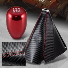 Carbonred Stitch Manual Shift Boot Type-r Red 5-speed Shifter Knob Universal