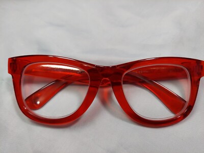 NEW +1.50 Betsey Johnson Red Thick Frame Reading Glasses Readers