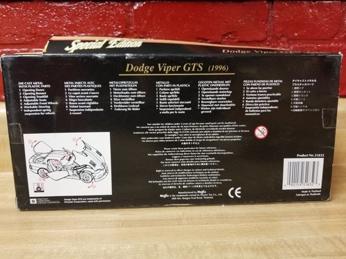 Maisto Special Edition 1996 Blue Dodge Viper GTS Die-Cast 1:18 - Picture 7 of 7