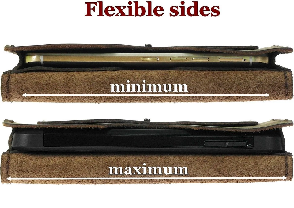 HANDCRAFTED OF COWHIDE LEATHER POUCH WITH 2 x CARD POCKETS CASE COVER FOR PHONE - Image 3 of 4