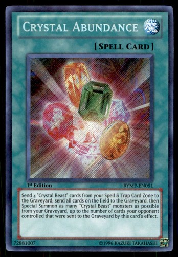 Yu-Gi-Oh! Crystal Abundance Card - LCGX-EN166, Rare, From Legendary Collection 2, Unlimited Edition