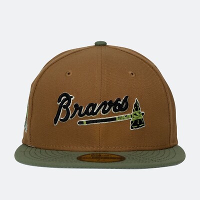 New Era x TBG Atlanta Braves Script Fitted Hat 7 3/8 Brown Green