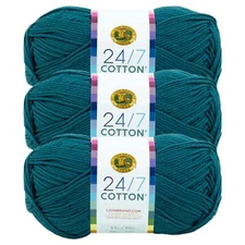 (3 Pack) Lion Brand Yarn 761-177J 24-7 Cotton Yarn, Dragonfly