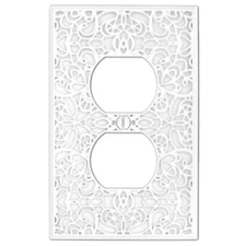 Metal Filigree Momfort Ornate Scroll White Switchplate Outlet Cover Wall Plates 