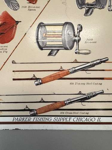 Metal Sign, Parker Fishing Supply, Chicago Il. 13.5 inches by 10.5 Inches - Picture 3 of 3