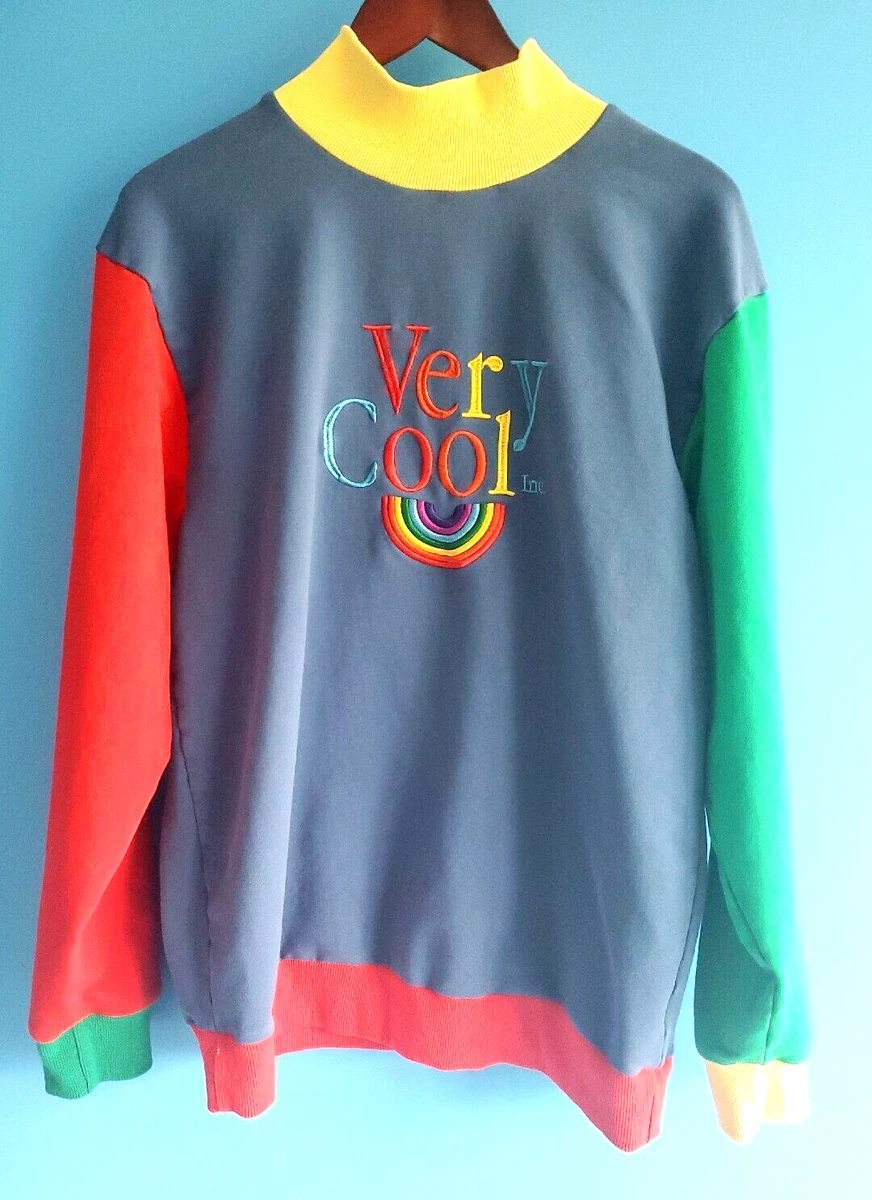 Very Cool Inc Turtleneck Multicolor Sweatshirt Rainbow Women s Size Large