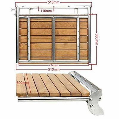 Y Wall Mounted Teak Wooden Folding Shower Bath Seat Medical Bench