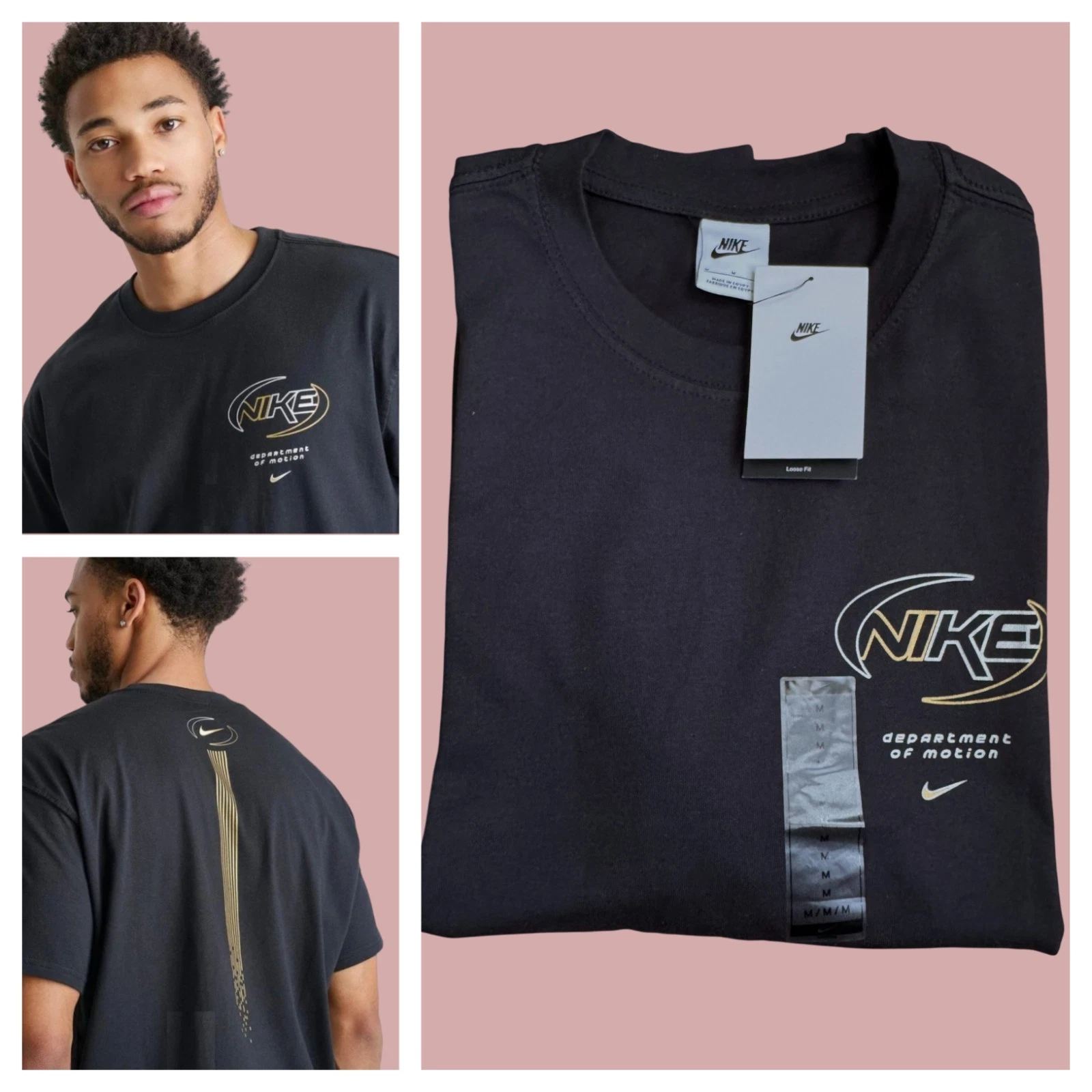 Nike Sportswear T-Shirt Department of Motion Men’s Sz M Black New