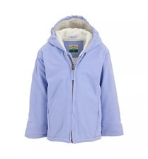 Giacca anatra blu montagna bambino sherpa foderata con cappuccio viola taglia M 10/12 nuova con etichetta