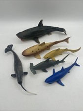 Mixed Lot of Toy Sharks & Mammals Megalodon Narwhal Lemon & Leopard Shark +