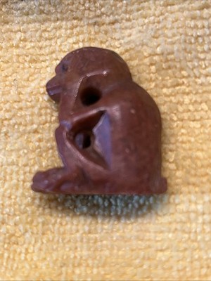1 1/4  Carved Stone Monkey  hear No Evil 