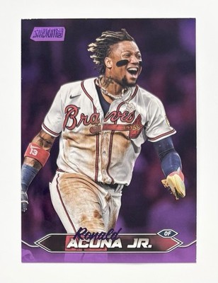 2024 Topps Stadium Club #100 Ronald Acuña Jr. Purple Foil /75 Atlanta Braves