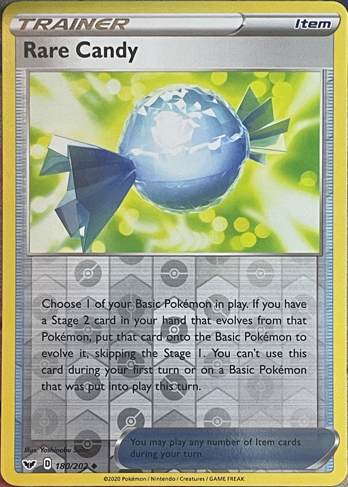 Rare Candy Reverse Holo - 180/202 - Sword & Shield Base Pokemon 2020