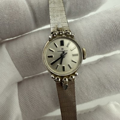 Ladies Hamilton 10K RGP  Diamond Bezel 17 Jewel 774 Vintage Cocktail Wat G2U