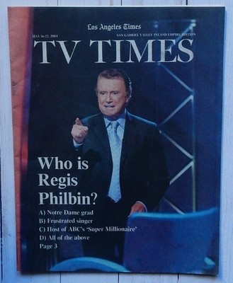REGIS PHILBIN TV Guide Regional Newspaper Who Wants to be a Millionaire? 2004