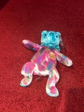 Ty Beanie Babies December The Birthday Bear With Tags 2001 Retired Turquoise 