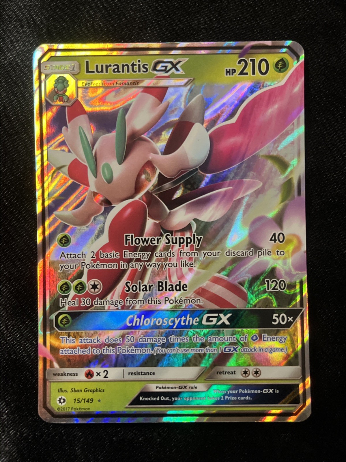 Pokemon TCG Sun and Moon Card Lurantis GX 15/149 Full Art Rare NM