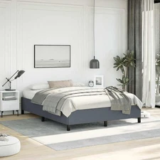 Bed Frame Dark Grey Velvet, Plywood, Engineered wood Full Storage