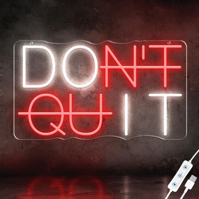 HAJAE Dimmable Don't Quit Neon Sign for Wall Decor, USB LED Light for Home Gy...