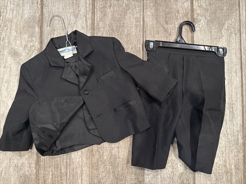 Toddler Vintage Black Tuxedo Jacket Vest Pants  Size 1 Peanut Butter Collection