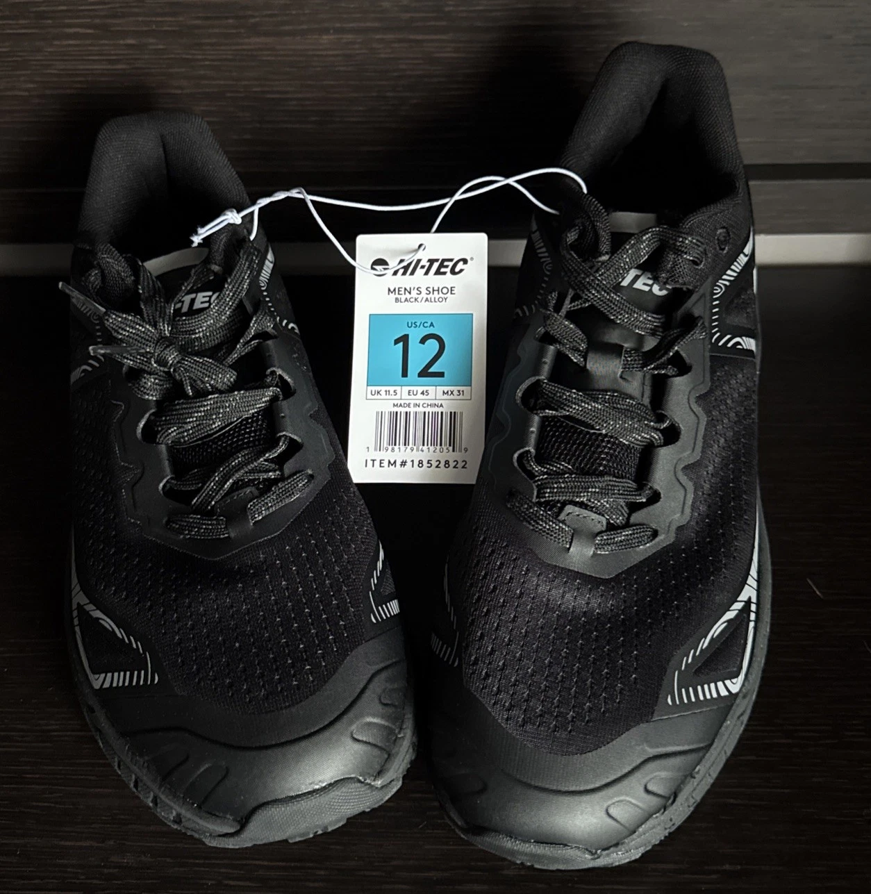 HI-TEC Men's Trail Breathable Mesh Lining Shoes ~ Black ~ Size 12