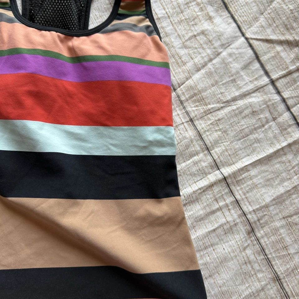 Trina Turk talla XS multicolor a rayas malla espalda deportiva camiseta sin mangas entrenamiento gimnasio Foto 4 de 4