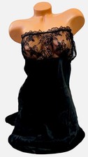 Victoria  s Secret VS Archives 100 Silk Strapless Slip Black Lace Nightie Size M