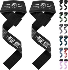 Weight Lifting Straps Deadlift, Powerlifting Wrist Wraps for Gym Workout Black