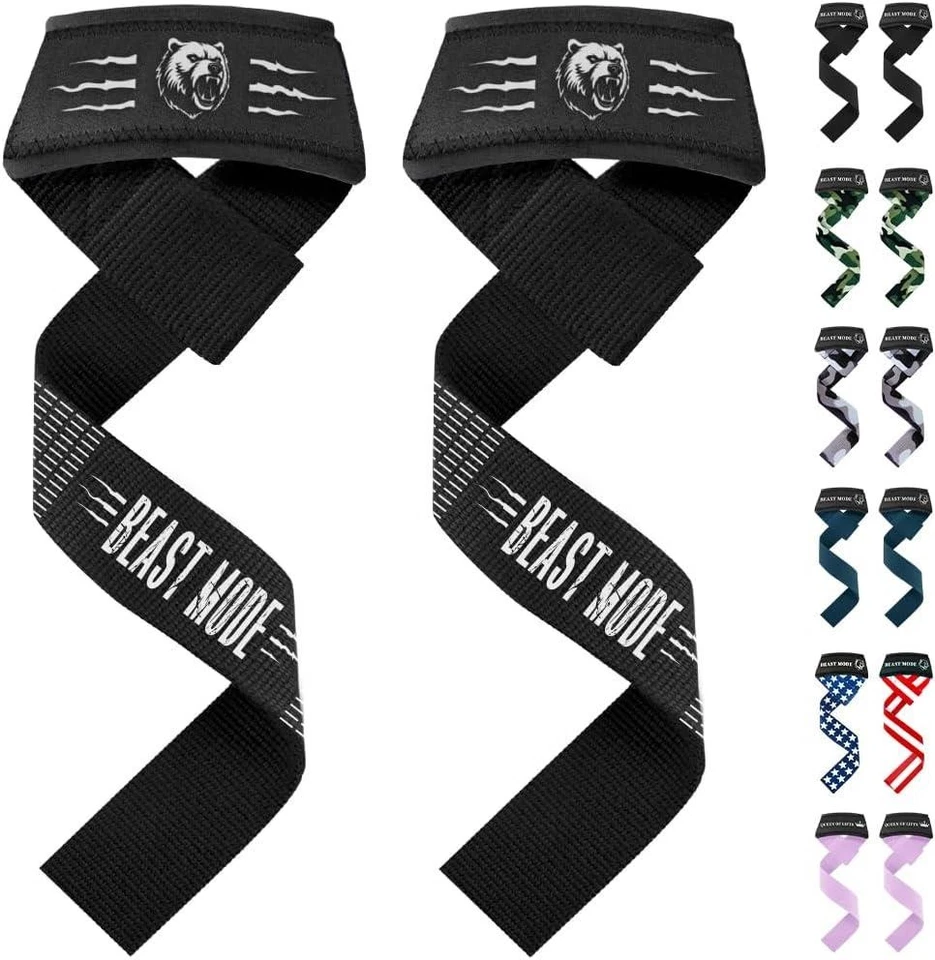 TECEUM Weight Lifting Straps Deadlift, Powerlifting Wrist Wraps for Gym Workout Black