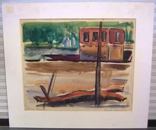 Original 1932 Watercolor Landscape Painting Emmet Edwards Woodstock NY Listed