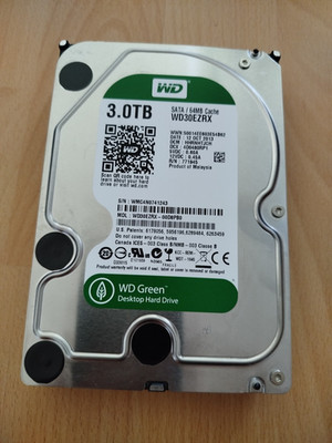 Festplatte Western Digital 3TB Green WD30EZRX SATA 3 64MB 5400U/min 3.5', gebr.
