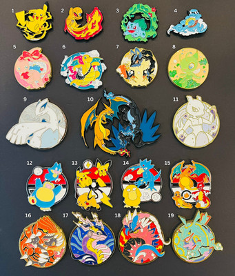 Pokemon Enamel Pin Lot 19 Assorted Anime Collector Pins Pikachu Mewtwo